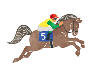 競争馬と騎手　馬とジョッキー　競馬のイラスト