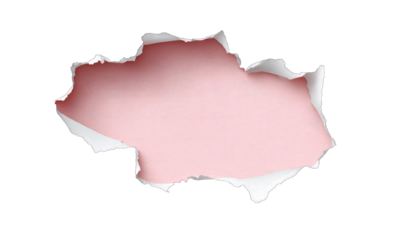 Pink paper hole, torn edges