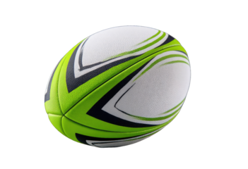 Rugby ball, lime green, white, black
