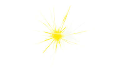 Light effect burst with yellow rays on white background