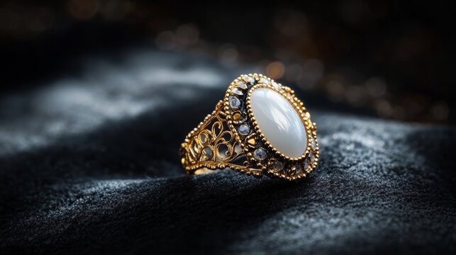 golden ring on black background