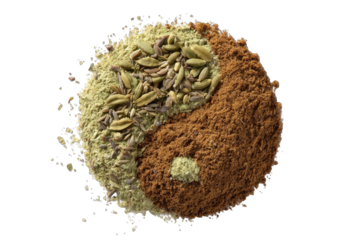 Yin and yang symbol formed by spices