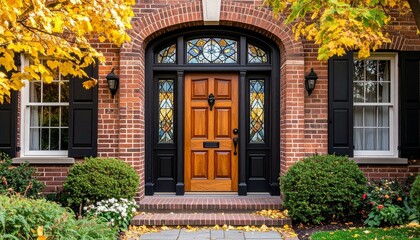A grand double wooden front door with arch top and ornate ironwork in a Mediterranean villa
