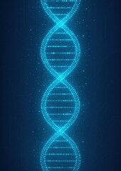 Glowing digital DNA strand illustration.