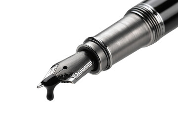 Fototapeta premium Close-up of a fountain pen nib dripping ink