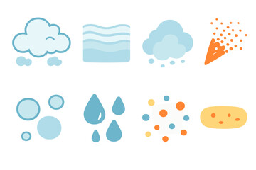 Children's Suspension Effects. Flat vector mini-illustrations suspension effects in colors children's illustrations: cloud