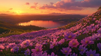 sunset in the mountains