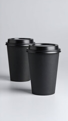 Two Black Coffee Cups with Studio Shot.