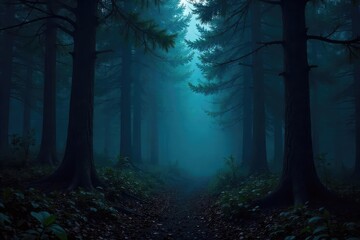 Obraz premium Mysterious, shadowy depths of a dark forest at night Deep blacks and brooding shadows create a sense of unease and mystery Perfect for horror, fantasy, or thriller projects , dark, texture