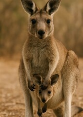 Fototapeta premium Kangaroo with adorable joey pouch