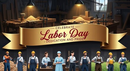 Celebrate Labor Day with Diverse Workers Teamwork and Professional Occupations