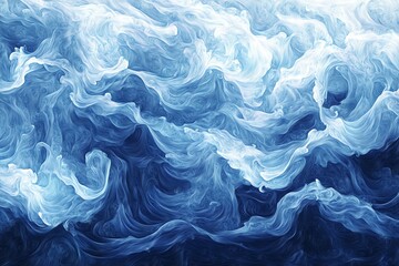 Abstract Blue Water Swirls in Fluid Art Style for Background Design