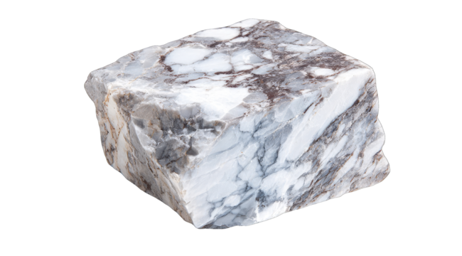 Cubic, white-gray marble stone