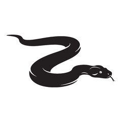 Dark Boa Constrictor Silhouette Showing Long Snake Form – Boa Constrictor Vector Graphic for Artistic Projects – Boa Constrictor Illustration – Silhouette of Boa Constrictor