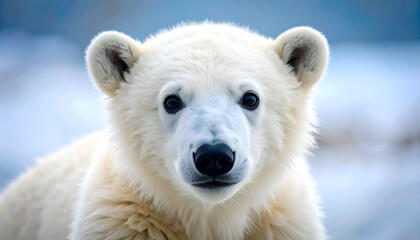 Polar Bear Cub Portrait with Arctic.
