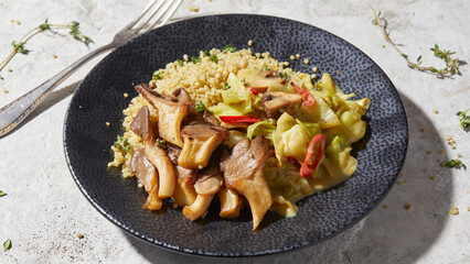 Creamy pointed cabbage with quinoa