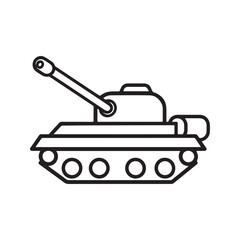 Fototapeta premium Simple tank line art illustration, military armored vehicle outline for coloring book or icon. 