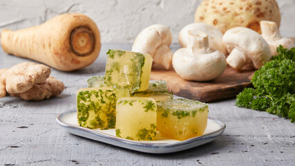 Frozen vegetable broth cubes
