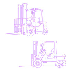 Line art illustration of forklift truck