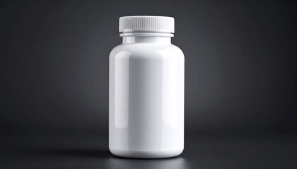 White Pill Bottle with Dark Background.