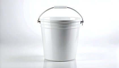 White plastic bucket with studio shot.