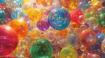 Vibrant Abstract Background of Colorful Translucent Spheres.