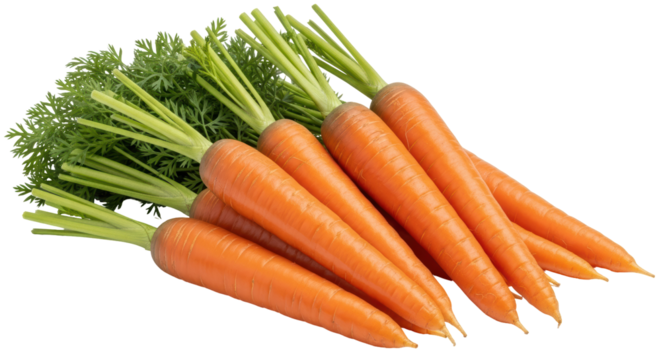 Isolated Fresh Carrots with Green Tops