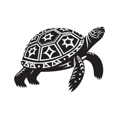 Artistic Box Turtle Silhouette Highlighting Protective Armor – Box Turtle Vector Graphic for Decorative Design – Box Turtle Illustration – Silhouette of Box Turtle