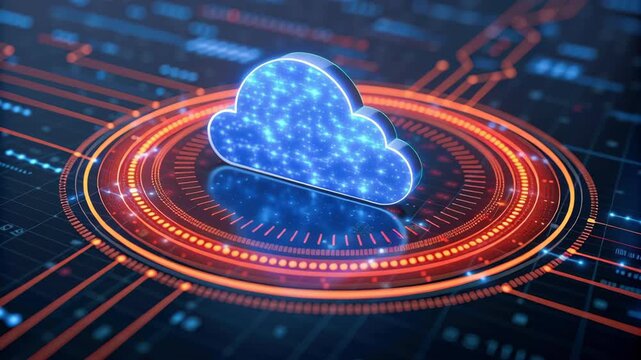 Vibrant Cloud Symbol Showcases Intersection of Forensic Cybersecurity, Digital Security, and Innovation in Cloud Technology and Network Data Solutions