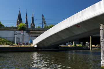 Amsterdam, Netherlands - July 02, 2018: Fragment of the bridge over the canals of Amsterdam