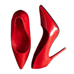 red high heel shoes top view