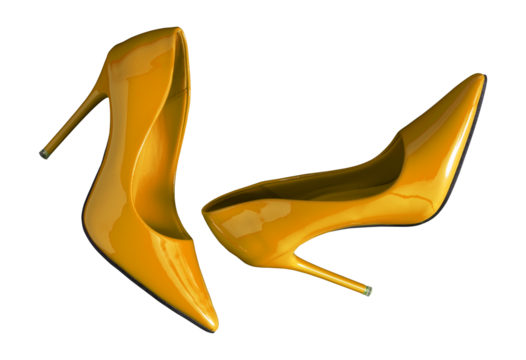 gold fashionable women heels shoe isolated