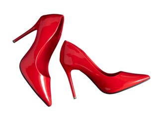 red high heels shoes display isolated