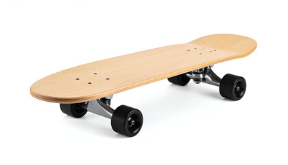Wooden Skateboard with White Background.