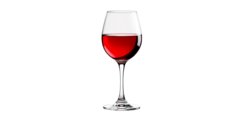 Elegant Wine Glass with Red Wine on white background