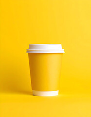 Yellow Coffee Cup with Yellow Background.