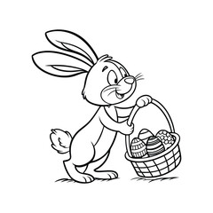Easter bunny and easter eggs hand drawn sketch vector black and white 