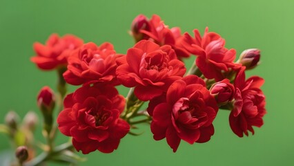 Vibrant Red Roses in Bloom Against a Green Background