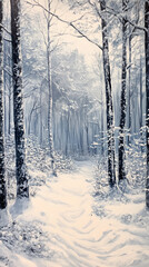 Snow Covered Winter Forest Landscape Background,generative ai	