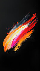 Colorful Abstract Paint Brush Stroke on Black Background,generative ai	