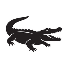 Fototapeta premium Rugged Crocodile Silhouette with Muscular Predator Body – Clean Vector Artwork for Print – reptile vector