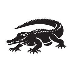 Strong Crocodile Silhouette with Rugged Predator Form – Vector Artwork for Creative Projects – reptile vector