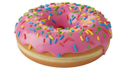 Isolated pink donut with sprinkles