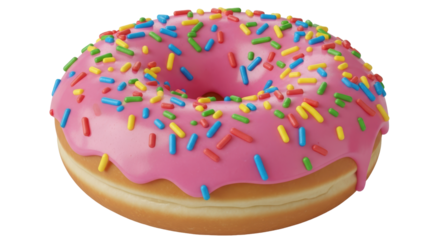 Isolated pink donut with sprinkles