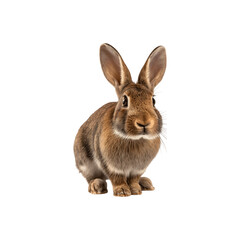Obraz premium Brown rabbit sitting upright with alert ears