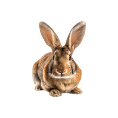 Obraz premium Brown rabbit sitting upright with alert ears