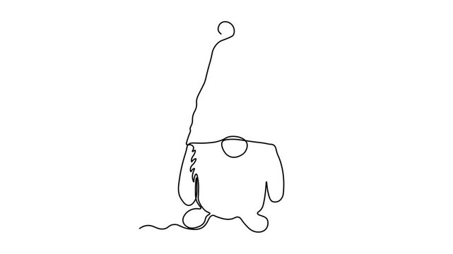 Abstract gnome, dwarf with a beard, Self drawing animation one continuous line draw, logo