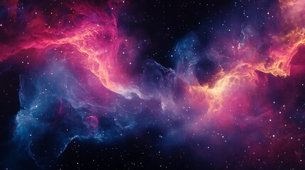 Obraz premium Vibrant Cosmic Nebula with Swirling Colors and Stars.