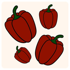 Colorful illustration of a red bell pepper.