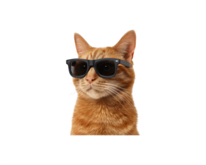 Orange cat wearing black sunglasses
